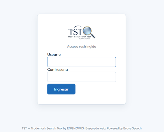 Pantalla de acceso de TST